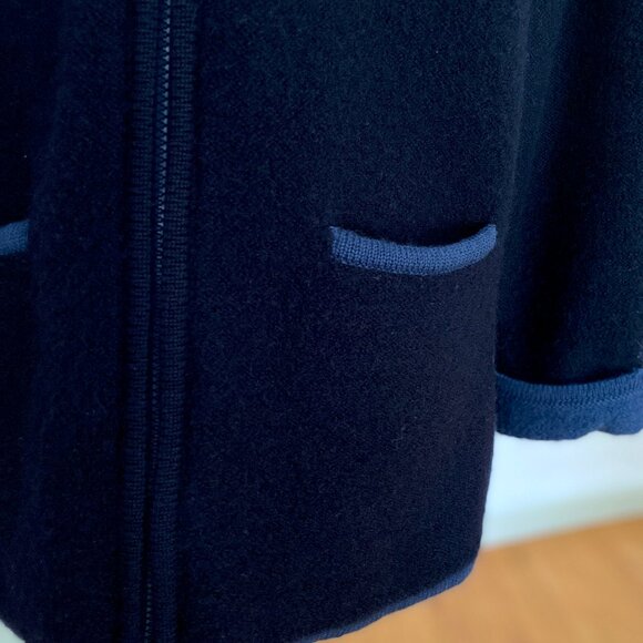 Vintage Pickett & Smith Black and Navy Wool Zipper Jacket, Size Medium - Picture 12 of 14